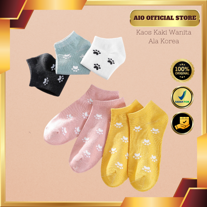 ⚜️ Aio Fashion ⚜️ Kaos Kaki Wanita Ala Korea / Kaos Kaki Semata Kaki / Kaos Kaki Motif Pola Kaki / Ankle Socks Cute