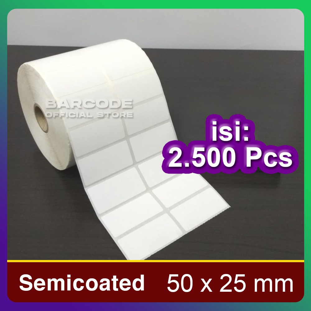 

Label Barcode 50 x 25 2 Line Kertas Stiker Semicoat 50x25 mm Isi 2500 Pcs