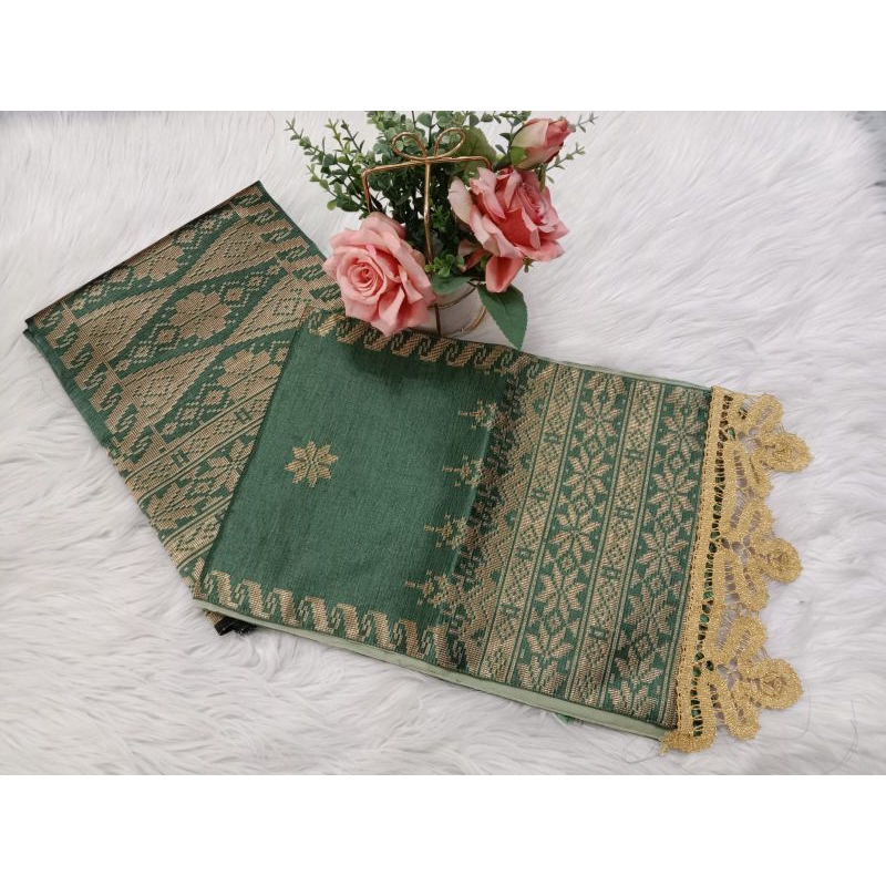 songket silungkang warna hijau botol rendo koto gadang