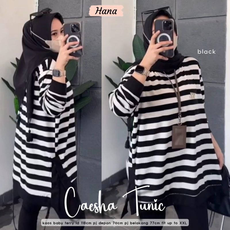 Caesha tunik kaos babyterry jumbo Ld 118 by Hana