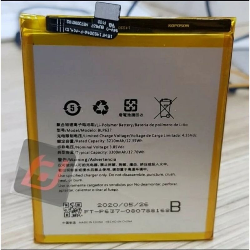BATERAI BATRE BATTERY ONE PLUS 5 ONE PLUS 5T BLP637 ORIGINAL