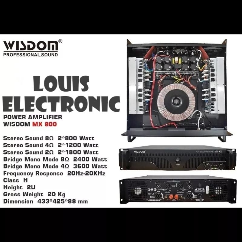 Power Amplifier WISDOM MX800 MX-800 MX 800 2 Channel Class H ORIGINAL