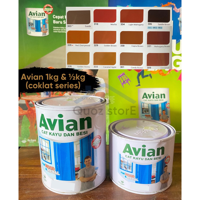 Cat Kayu &amp; Besi Avian 1 kg &amp; ½ kg (coklat series)