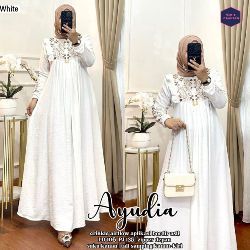 Ayudia Bordir/giska maxy airflow/gamis remaja kekinian