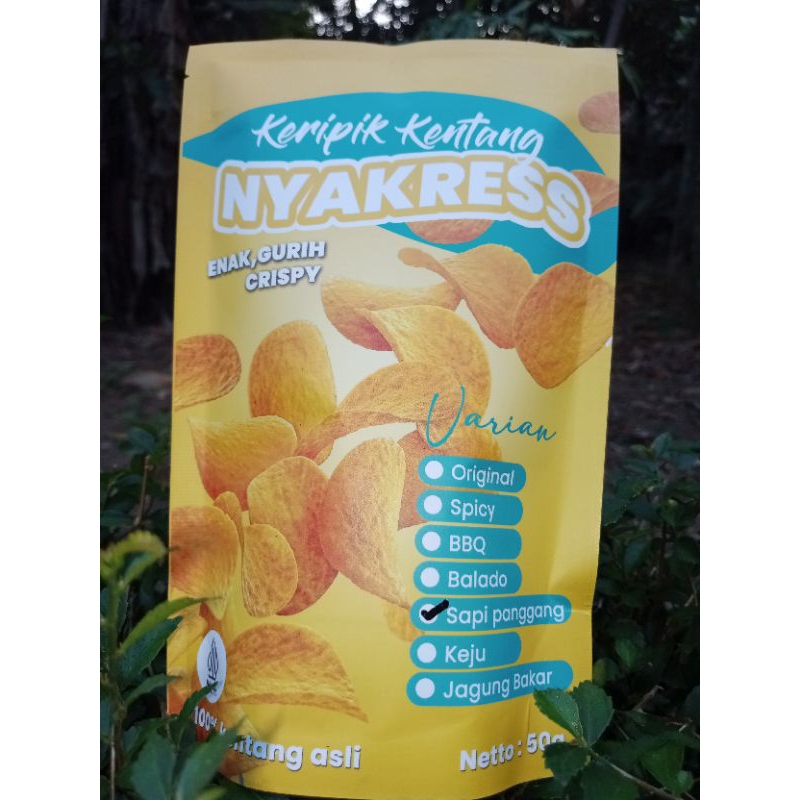 

Nyakress keripik kentang 50gr Rasa Sapi Panggang