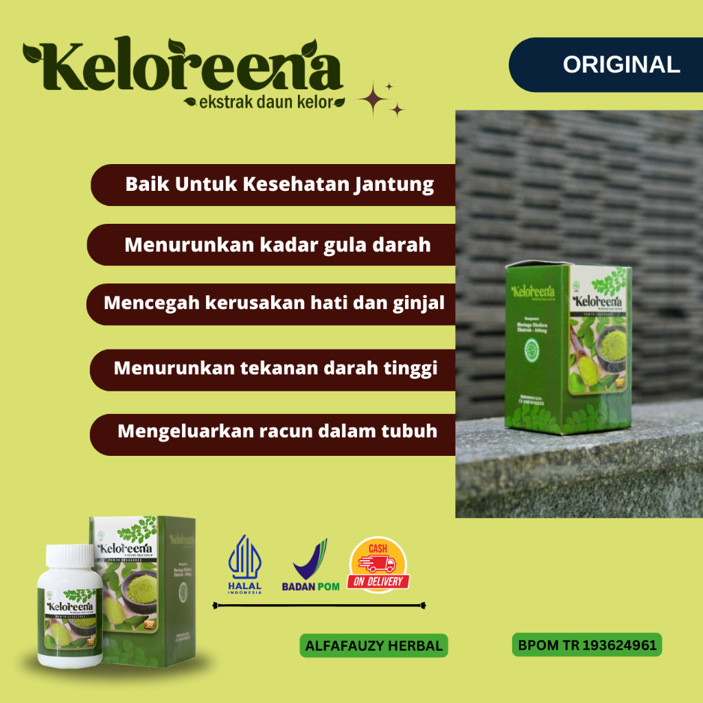 Obat Penyakit Jantung, Obat Radang Paru Paru, Basah KELOREENA Kapsul Ekstrak Daun Kelor 100% Asli