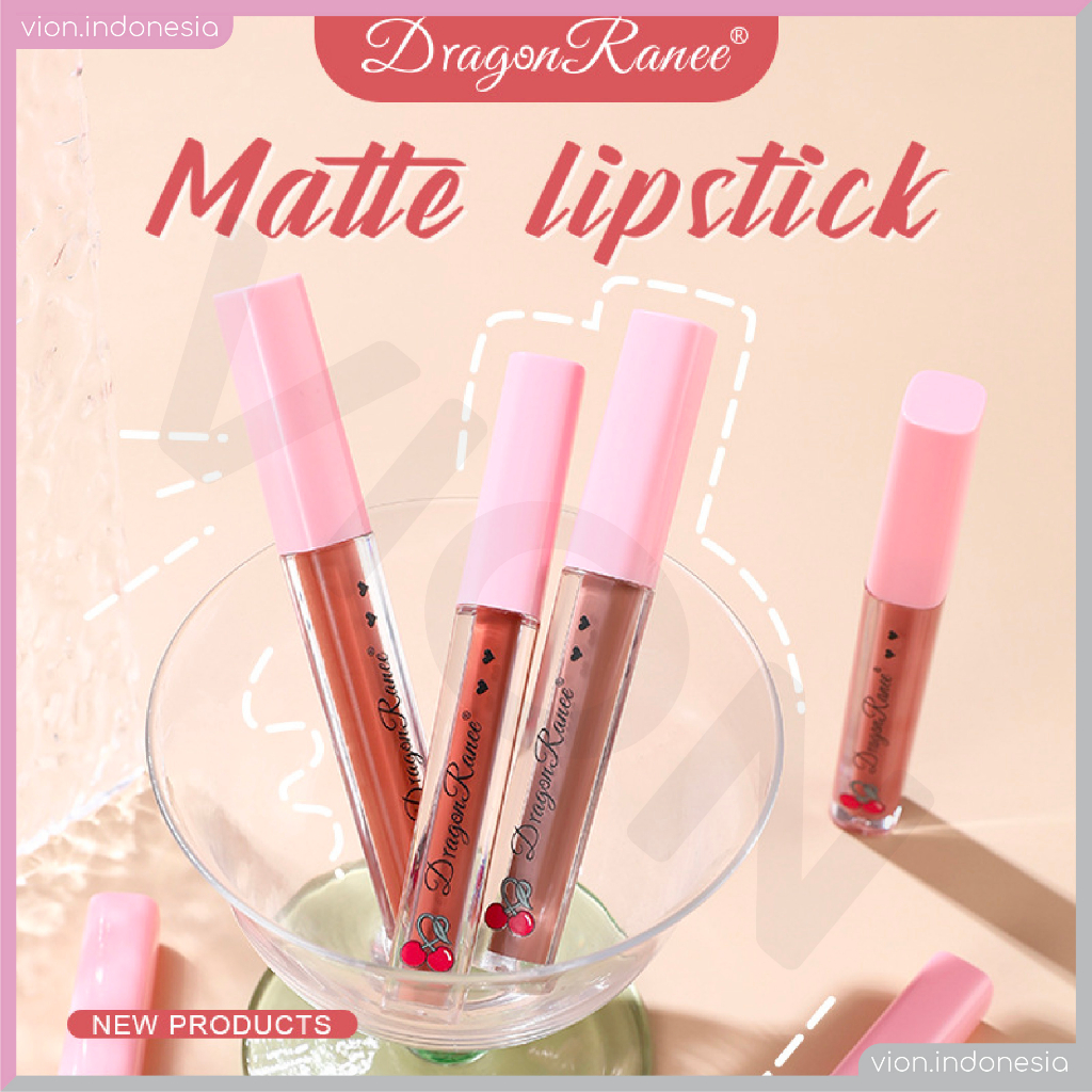 DRAGON RANEE Cherry Matte Lipstick Cream Lipstik Waterproof Tahan Lama DR014