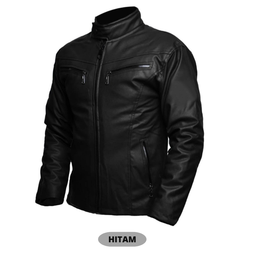 HOT JAKET KULIT POLOS PRIA BIKERS BKR006 JAKET TOURING JAKET SEMI KULIT DISTRO BANKERS BANDUNG Jaket