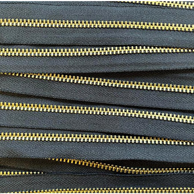 Roll Resleting YKK Gigi Besi Emas 05 Gold YKK Metal Zipper RG 100y Chain no 5