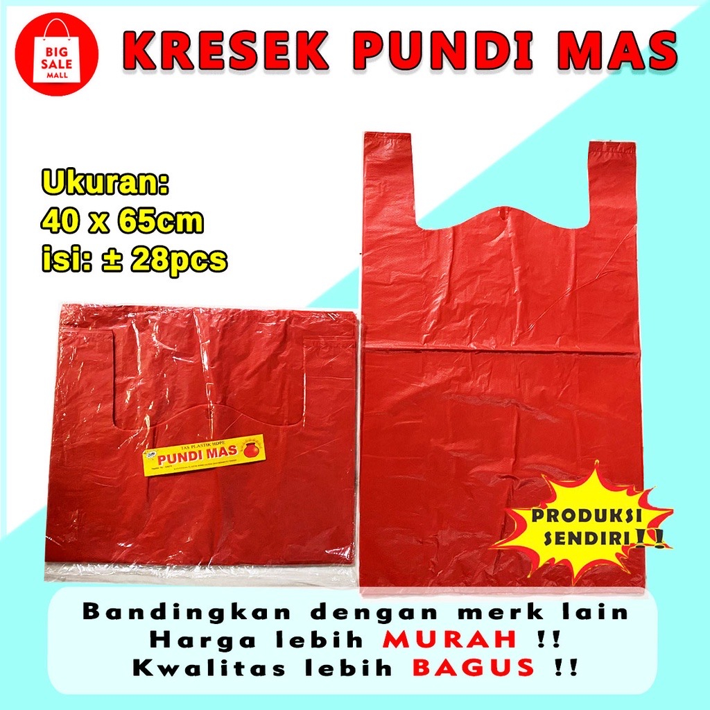 KRESEK JUMBO MERAH UKURAN 40 TAS PLASTIK EKONOMIS