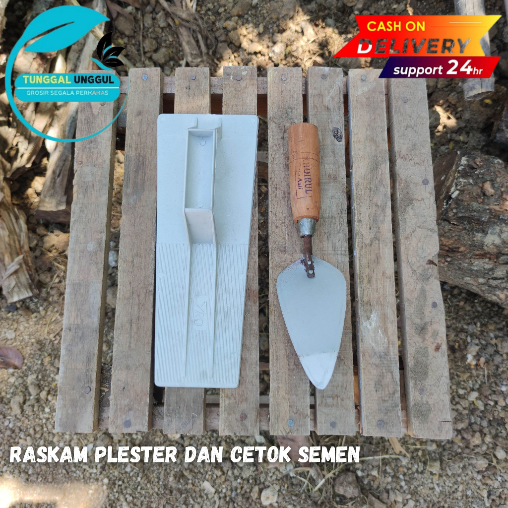 PAKET 2PCS Raskam Acian Penghalus Tembok Dan Sendok Semen Stenlis - Raskam Plastik Pvc Penghalus Aci