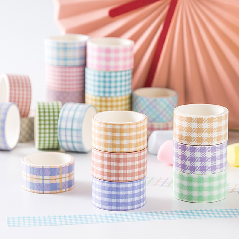 

Selotip Motif / Masking Tape / Washi Tape Set Pastel Plaid Pattern 4 Pc