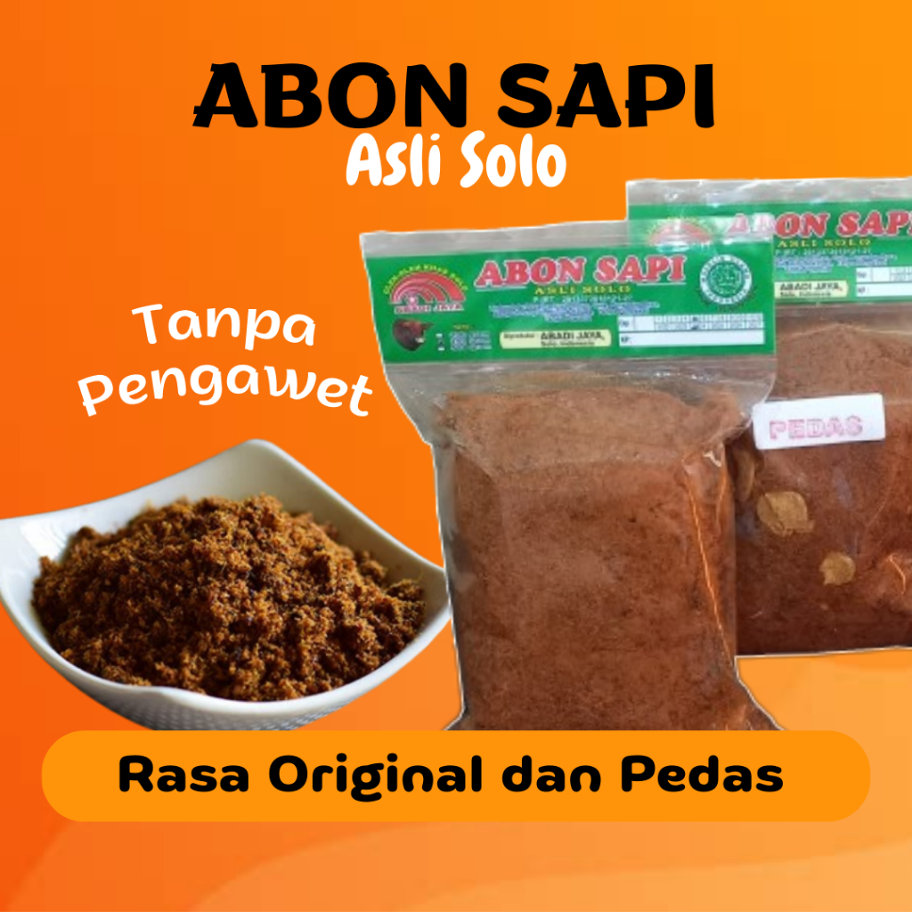 

ABON SAPI ASLI SOLO 250gr | 100gr ABON SAPI RASA ORIGINAL DAN RASA PEDAS