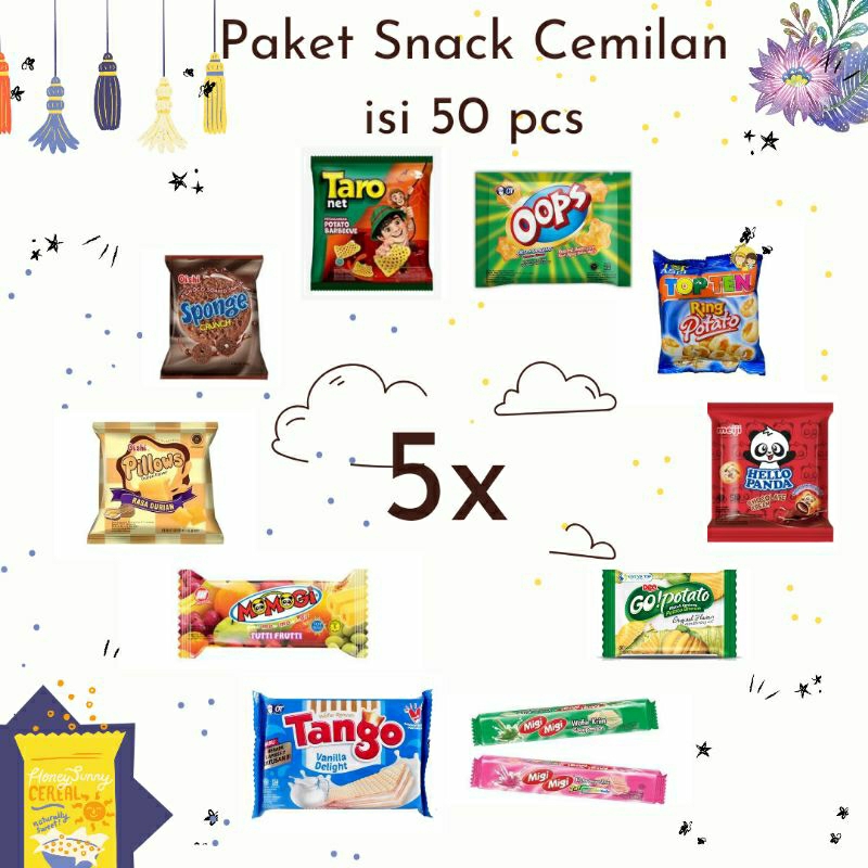 

Paket Snack Cemilan isi 50 pcs (5x10)