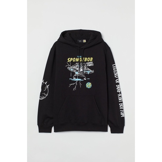 Hoodie Jaket Spongebob Scary Pants Dewasa Couple Pria Wanita Desain Oversize Dari H&M +  Free Paper 