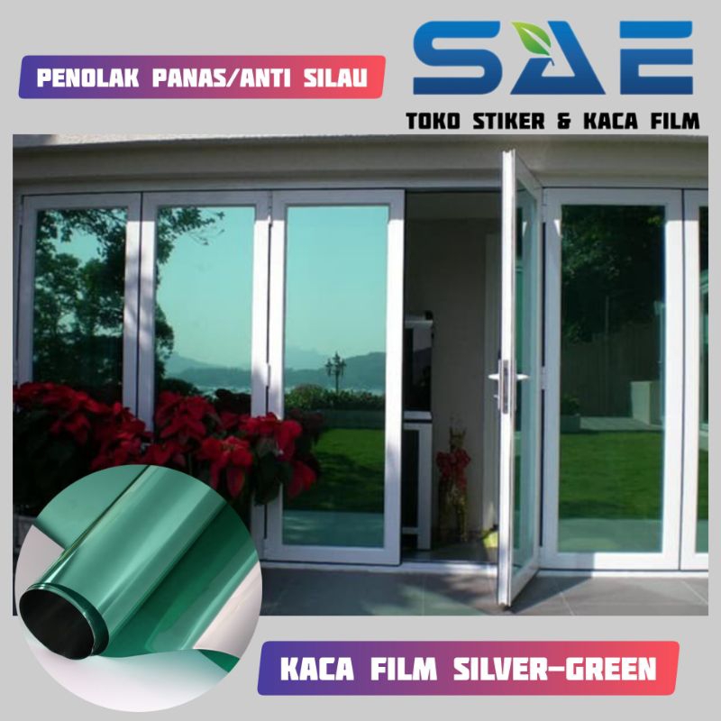 Kaca Film Silver Green One Way Hijau Sticker Kaca Jendela Rumah Kantor Gedung Mobil Peredam Panas