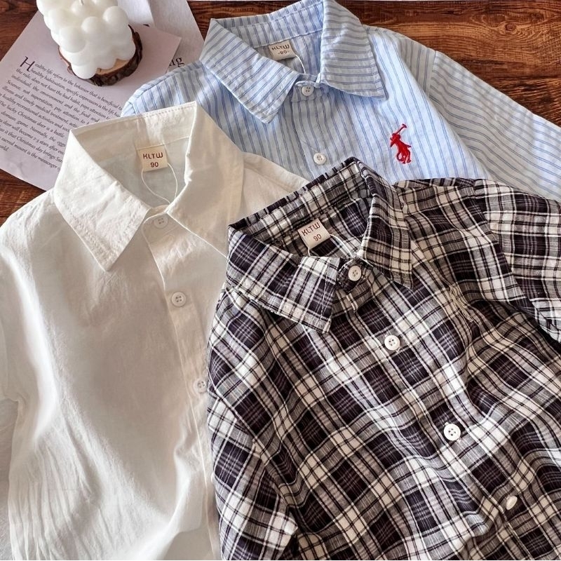 (LR CK506) Long Sleeve Shirt | Kemeja Polo Lengan Panjang Anak Laki-laki | Atasan Baju Anak