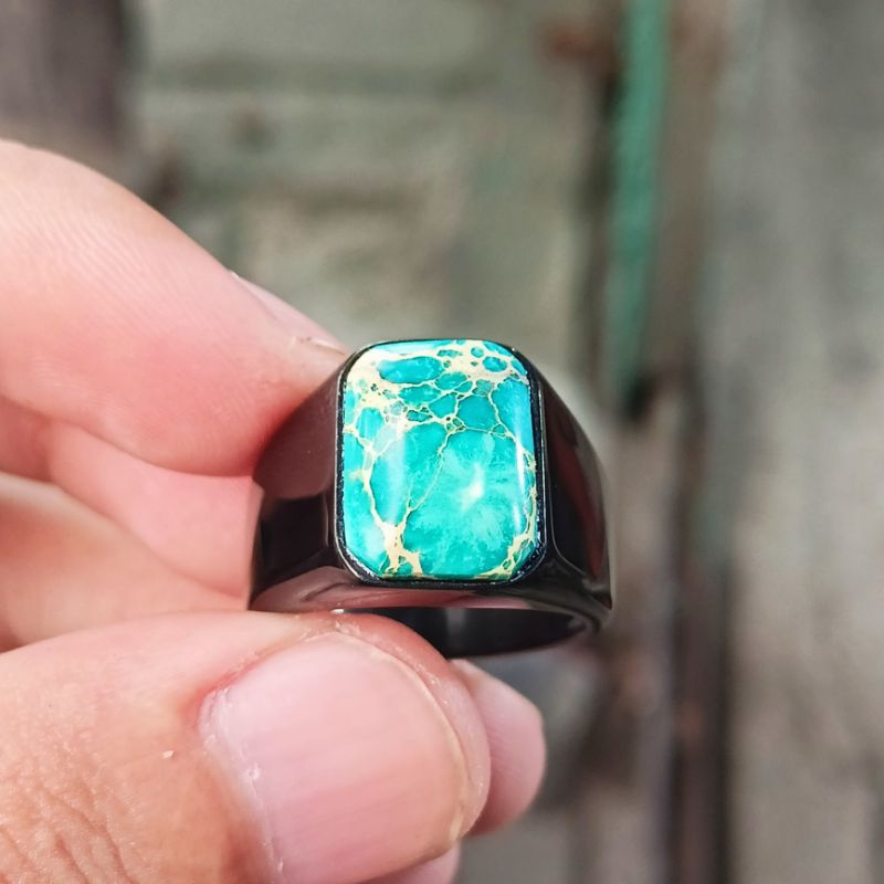 CINCIN BATU AKIK PIRUS TOURQUISE KOTAK