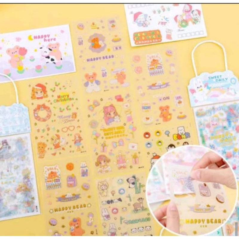 

MS Stiker set isi 4 pcs dan post card motif lucu / sticker aesthetic