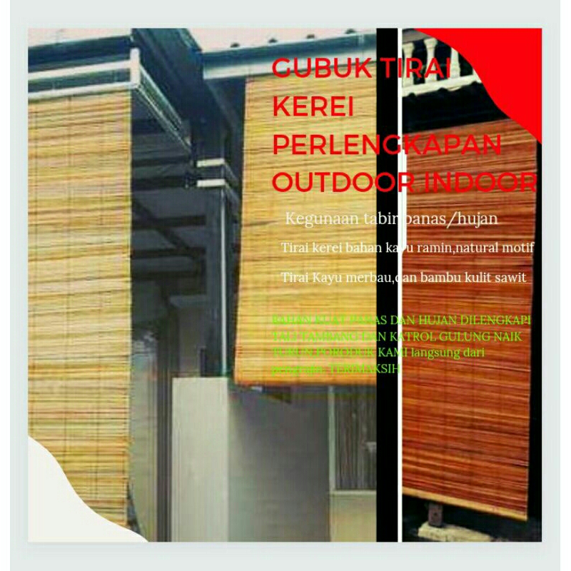 Tirai Kree Gordeng Jendela Bambu Pelepah Bambu Sawit
