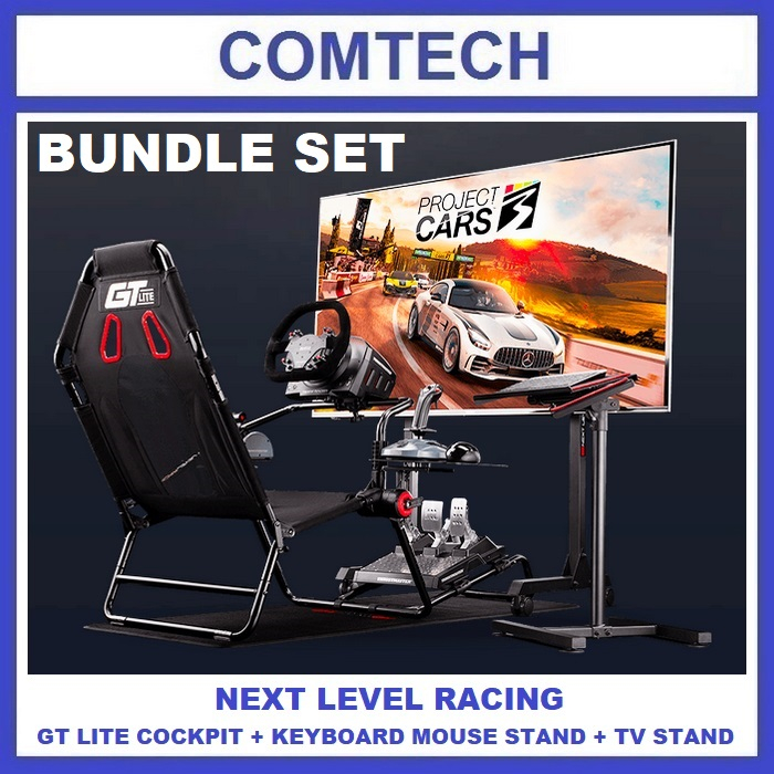 Next Level Racing GT Lite + Keyboard Mouse Stand + Single Monitor Stand - Kursi Chair Simulator Sim 