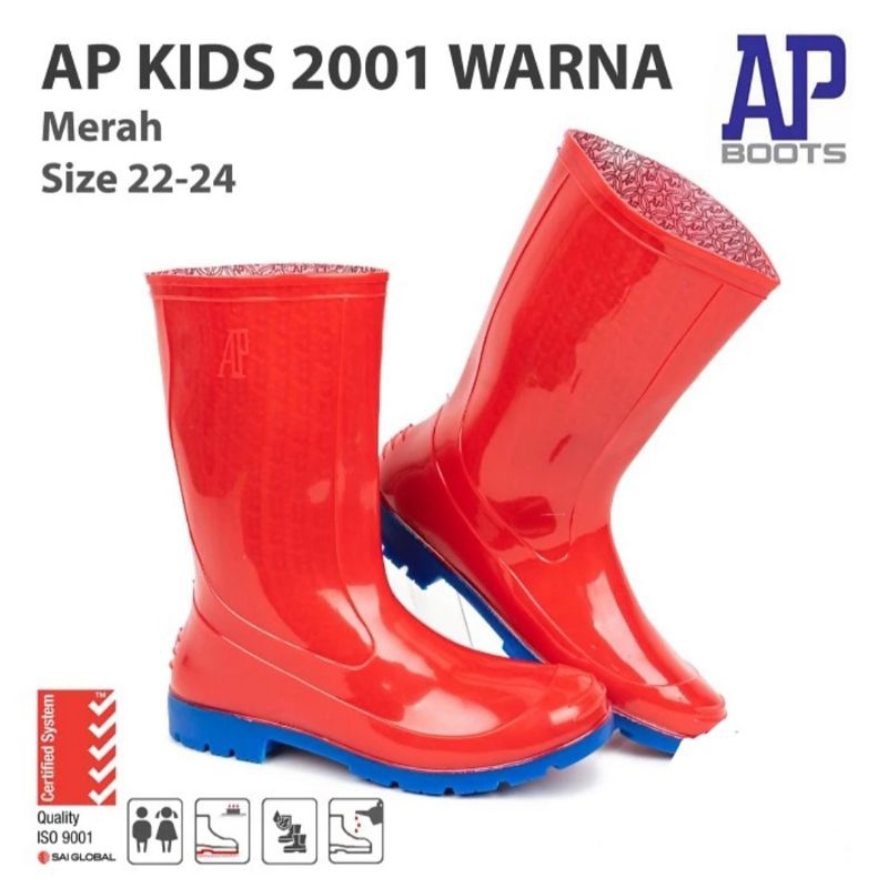 SEPATU BOOTS PENDEK AP BOOT 2001 MERAH - SEPATU BOOT KARET