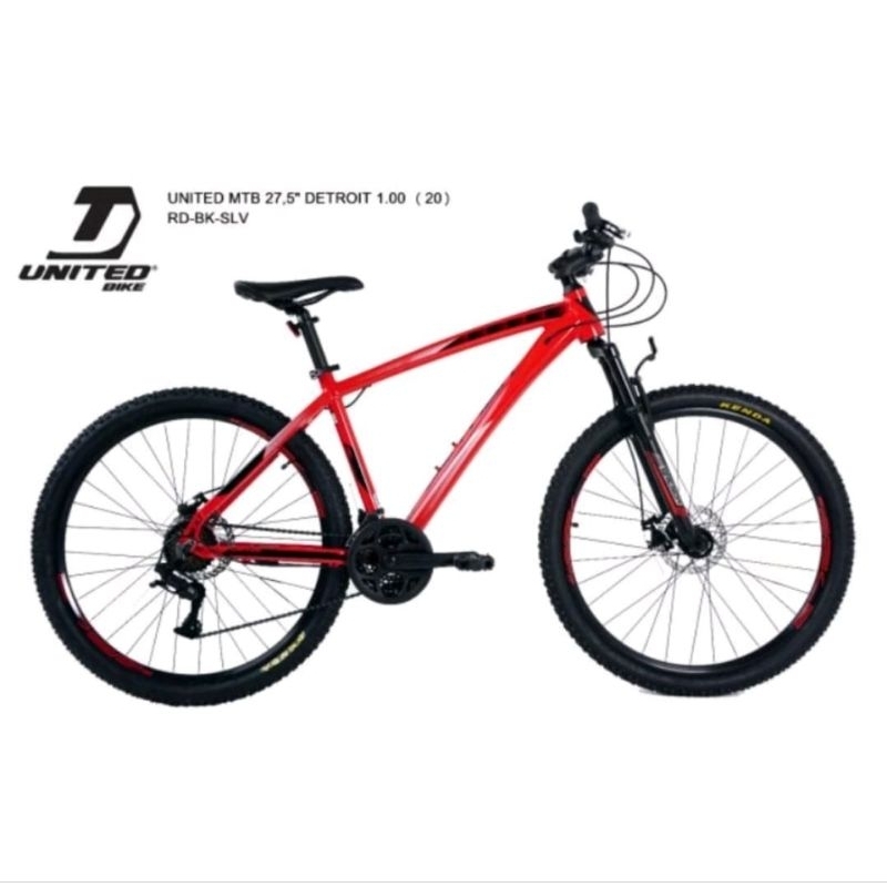 SEPEDA GUNUNG MTB 27.5 UNITED DETROIT 1.00 2.0 9 SPEED - HYDRAULIC
