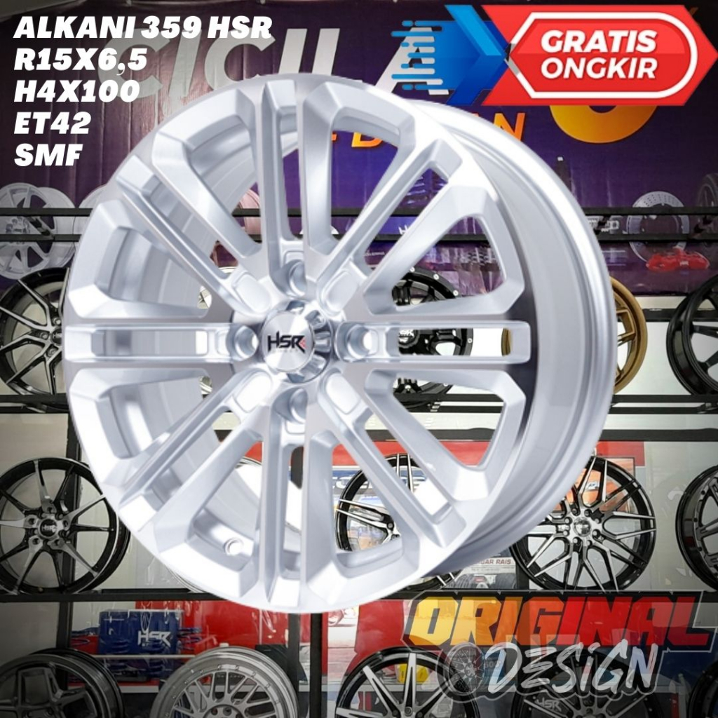 Velg Mobil Racing Ring 15 HSR ALKANI R15 Lobang Baut 4 Sllver Polish