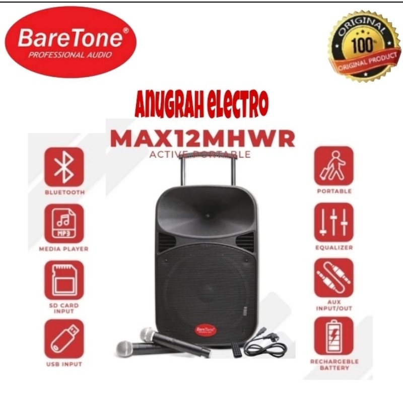 BARETONE SPEAKER PORTABLE MAX 12MHWR / 12 INCH ORIGINAL BARETONE