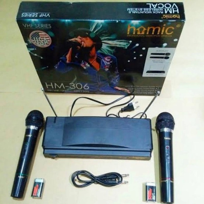 Microphone Double Wireless Homic HM 306 Karaoke Original