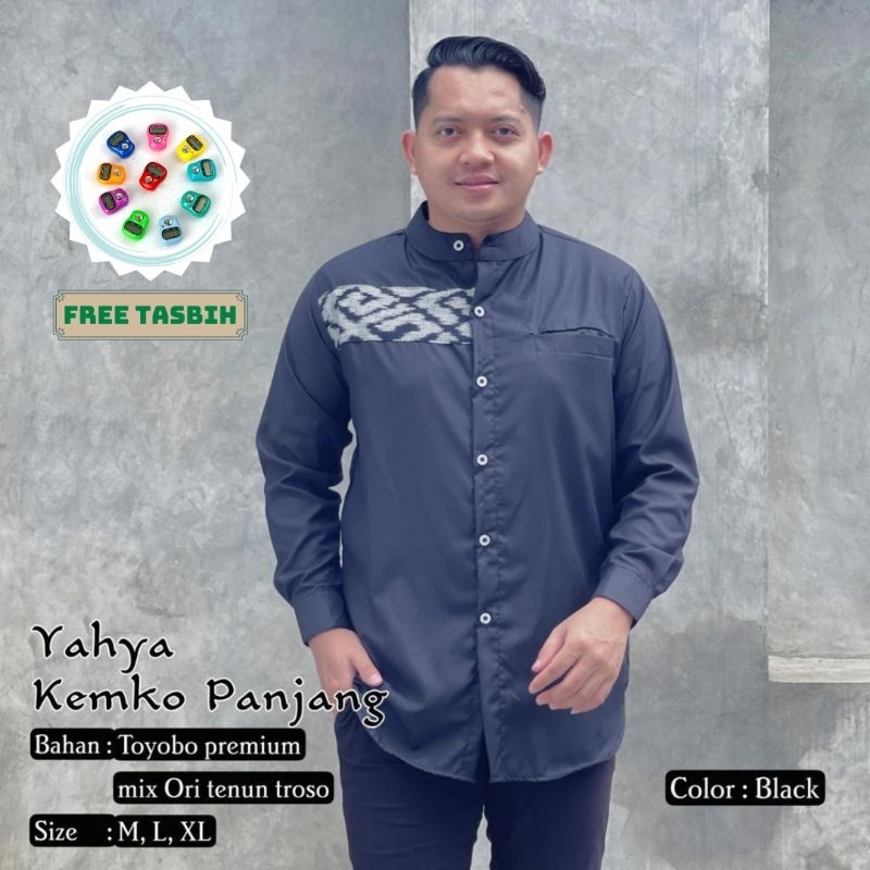 KEMKO PANJANG KEMEJA KOKO TENUN TOYOBO TROSO PRIA KURTA FREE TASBIH