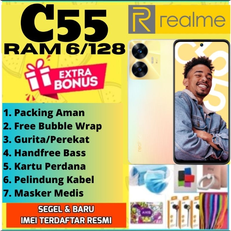 REALME C55 RAM 6+6 NFC/128, REALME C55 12/128 GB , realme c55 6/128 , realme c55 6+6/128 , NEW SEGEL