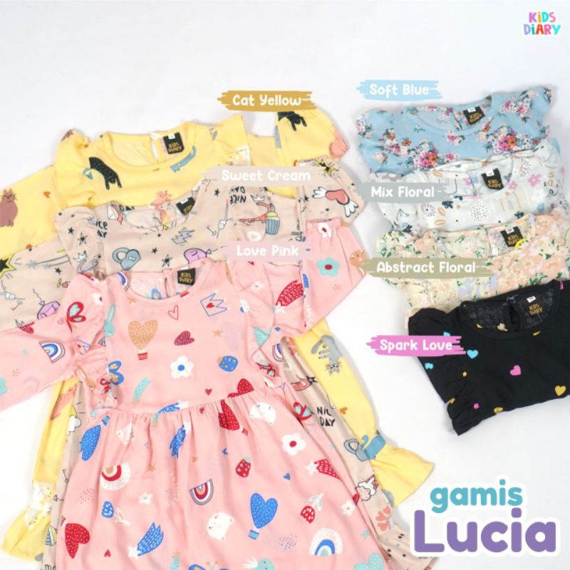 Gamis dress anak perempuan motif bunga Gamis Lucia Kids Diary