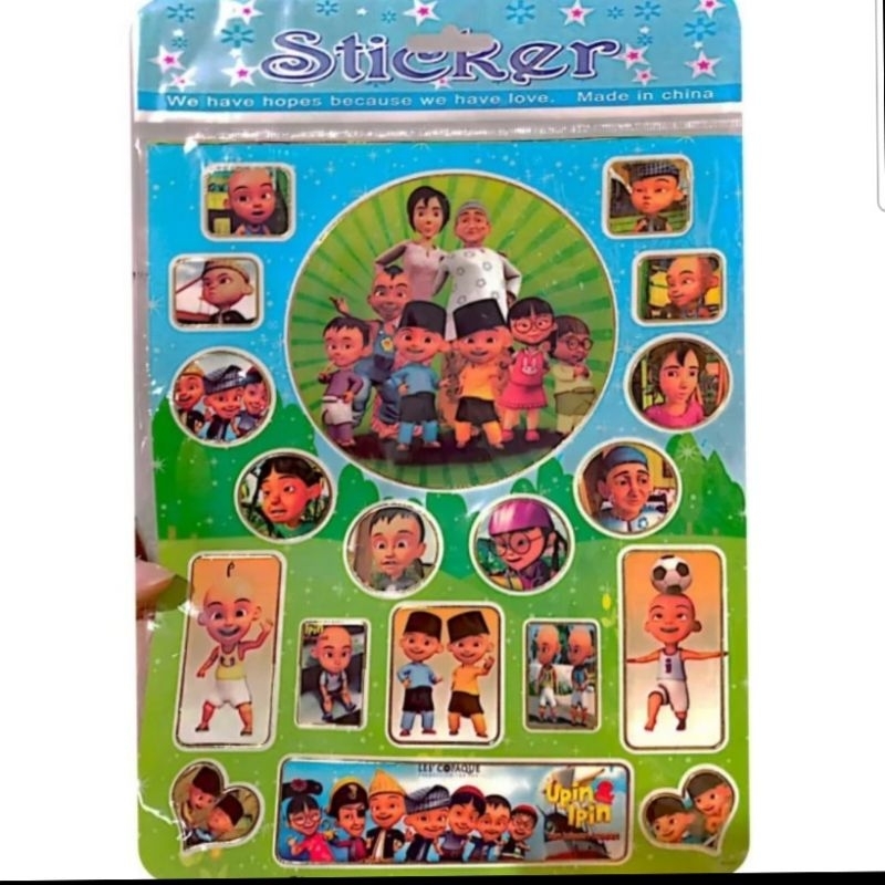 Stiker laser anak karakter Upin Ipin