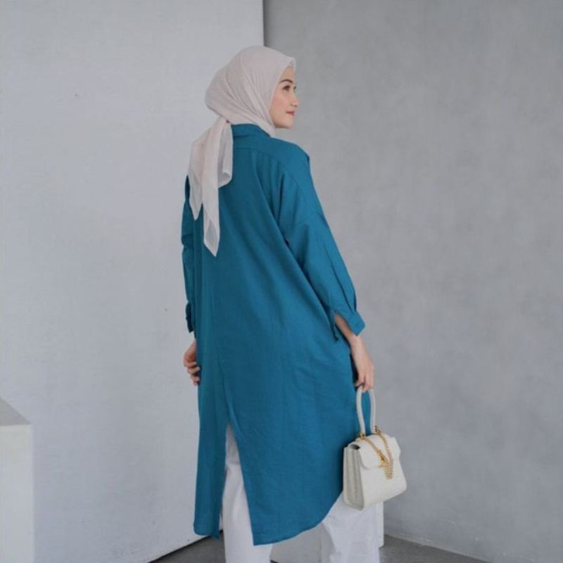 DWYNE TUNIK // KEMEJA WANITA LINEN // LONG TUNIK OVERSIZED