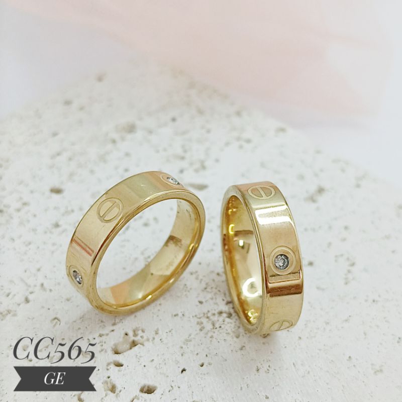 Cincin Titanium Mata Tanam warna gold CC565