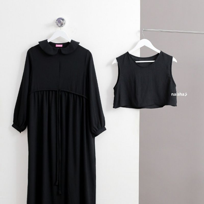 BIG RAMADHAN SALE | READY HAYFA DRESS NAISHA OFFICIAL - Hayfa dress 2 in 1 by naisha | dress lebaran | dress vest | dress premium | gamis hitam gamis murah gamis terlaris dress korea dress overall gamis idul fitri hayfa dress gamis lebaran gamis hari raya