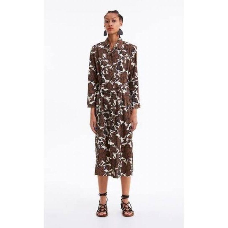*SALE‼️Zara Belted Floral Shirt Dress *100% Original*