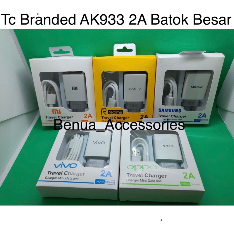 Tc / Travel charger 2A Branded AK933 Micro USB Kwalitas Bagus