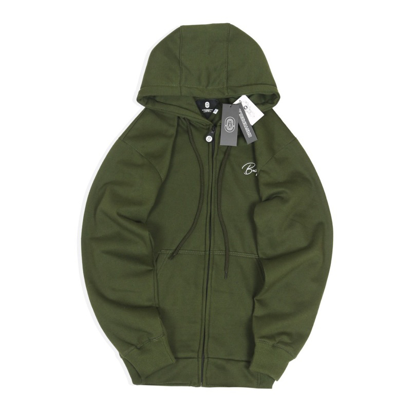 Jaket Hoodie Zipper Baster Cold Sweater Hoodie Baster Cold Sweater Hoodie Zipper Latin Sweater Hoodie Pria - Hijau Army