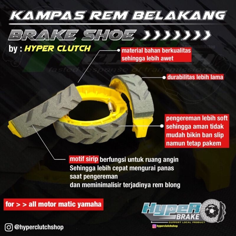 kampas rem belakang racing yamaha aerox lexi xeon