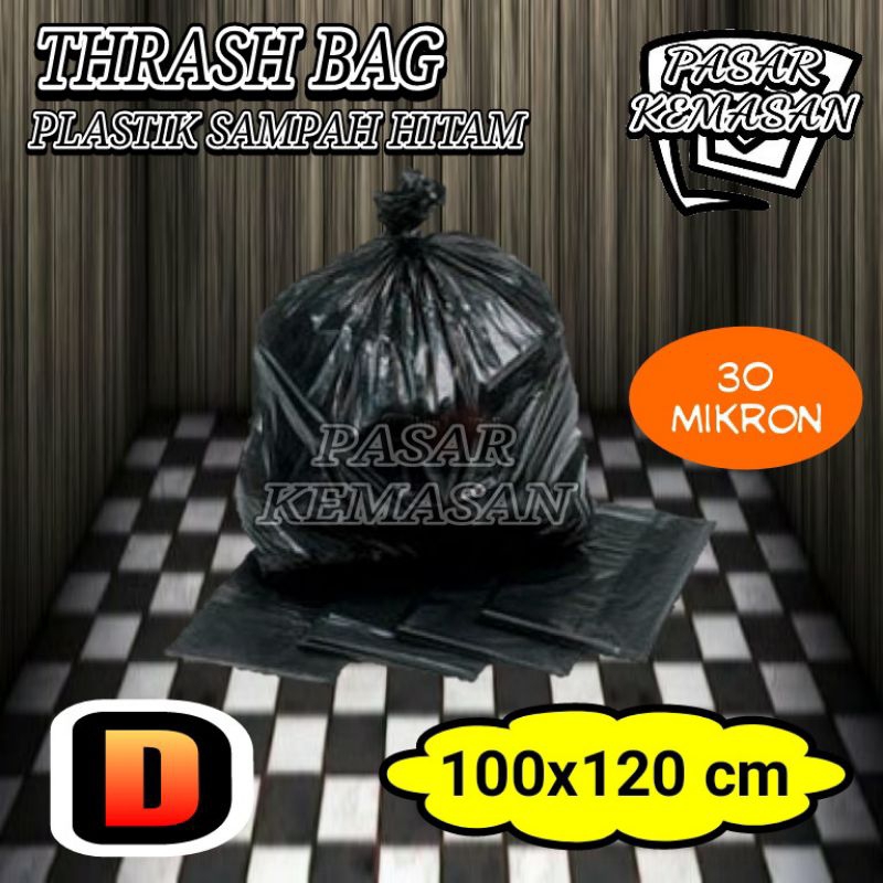 THRASHBAG KANTONG PLASTIK SAMPAH KRESEK HITAM JUMBO D HDPE 100X120 CM