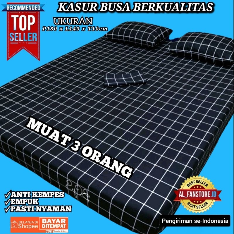 kasur busa d26 BERKUALITAS super awet ukuran P180 L140 T10 cm muat 3 orang ready motif bagus dan kain sarung adem