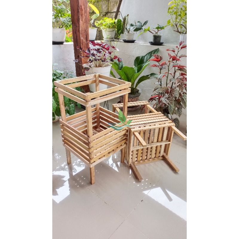 Sweettreats86 Pot Anggrek Kayu Jati Oven Rak Anggrek Kayu Jati
