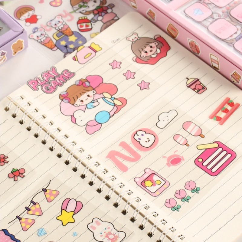 100 LEMBAR Sticker Momo Aesthetic 2D Kartun Korea Lucu Anti Air Dekorasi Handbook Scrapbook DIY