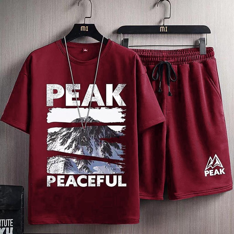 BAJU SETELAN COWOK ONE SET PEAK KAOS LENGAN PENDEK PRIA DAN CELANA PENDEK