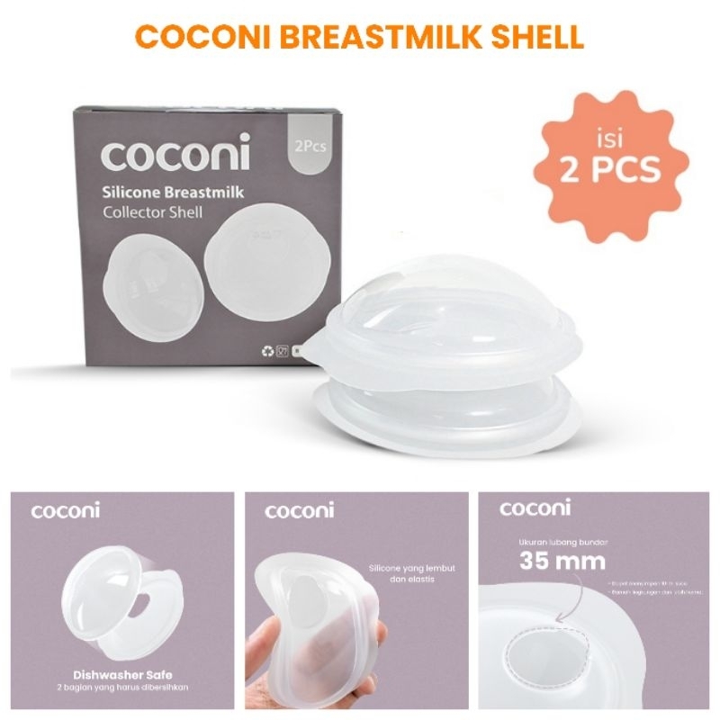 Coconi Breastmilk Collector Shell 2pcs / Penampung ASI Silikon / Breast milk shell