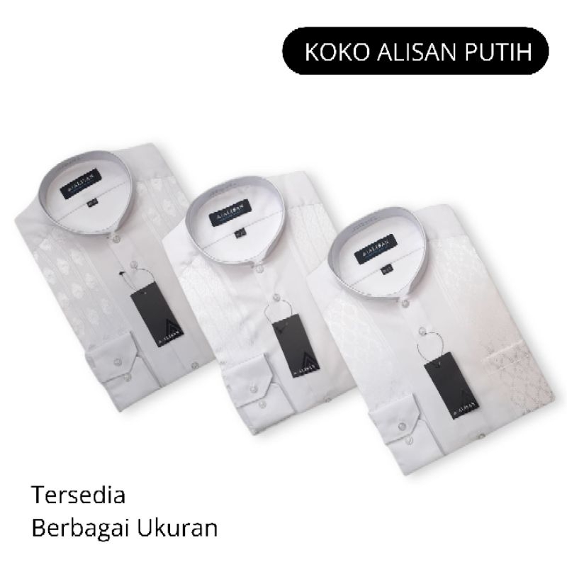 BAJU KOKO ALISAN PUTIH (SEMI POLOS)