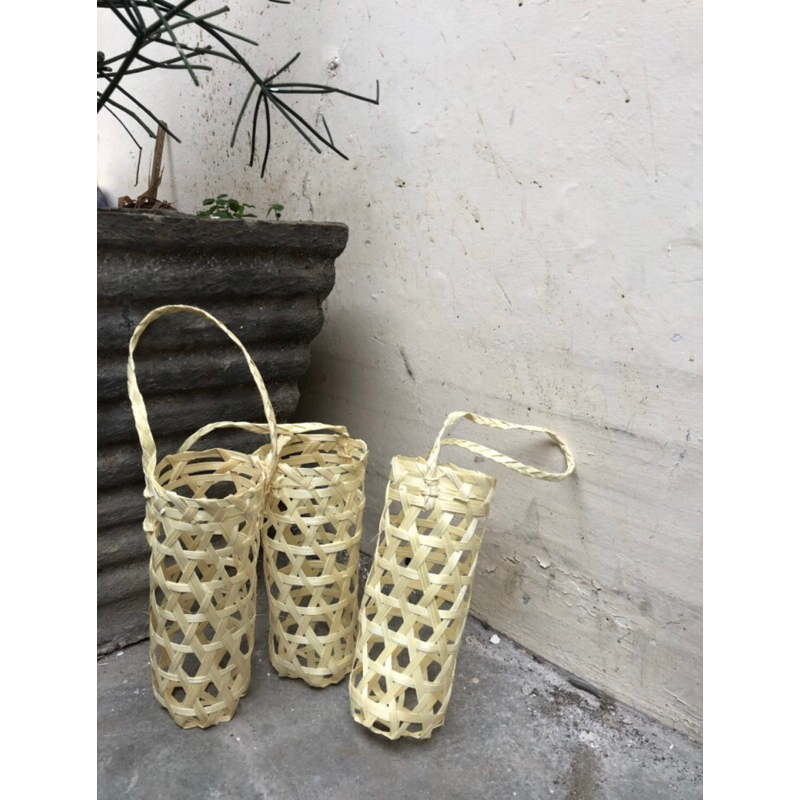 Tas anyaman bambu hampers botol