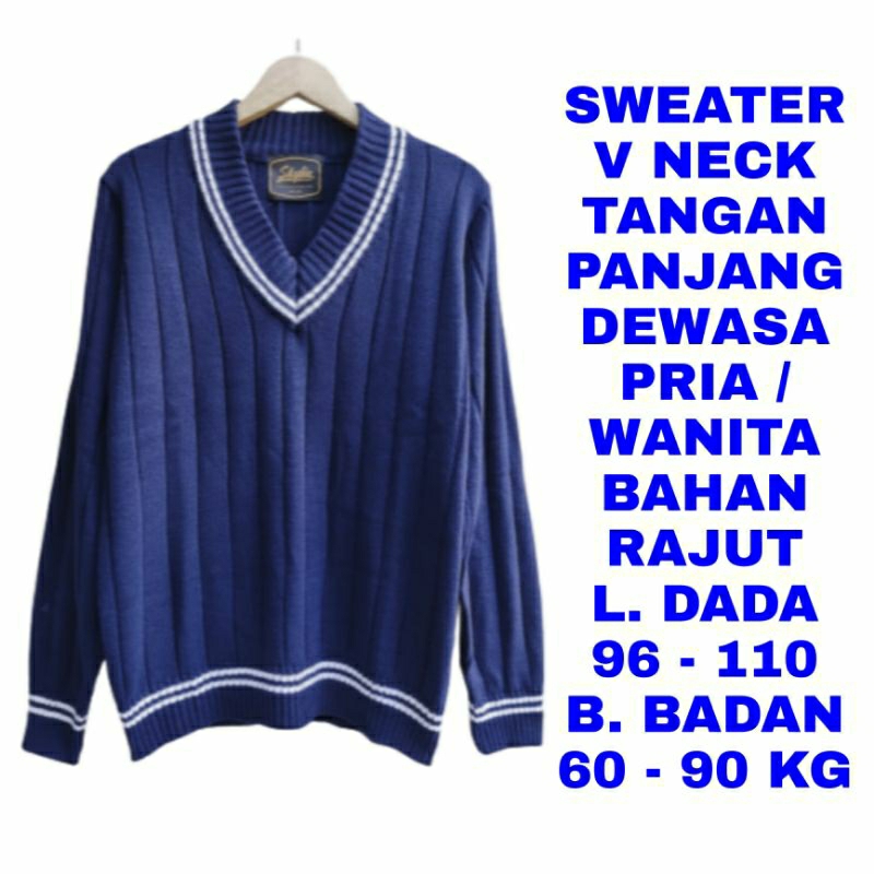 WK SWEATER RAJUT V NECK DEWASA PRIA WANITA LENGAN PANJANG JAKET OUTWEAR